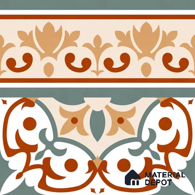 Moroccan Wall & Floor Carpet Border Tile TL 11168 Verdant Baroque 1 ft x 1 ft Ceramic Matte Finish Tile - 10 mm | Suitable For Kitchen, Bathroom, Balcony
