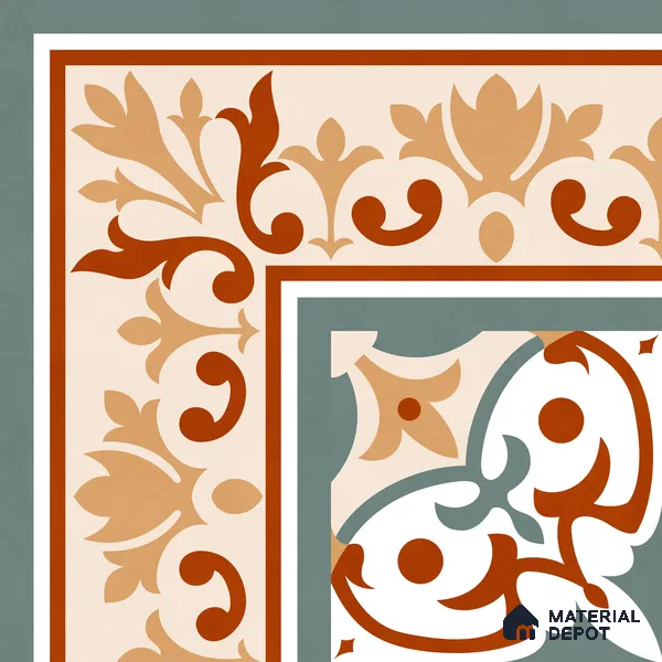 Moroccan Wall & Floor Carpet Corner Tile TL 11169 Terracotta Fleur 1 ft x 1 ft Ceramic Matte Finish Tile - 10 mm | Suitable For Kitchen, Bathroom, Balcony