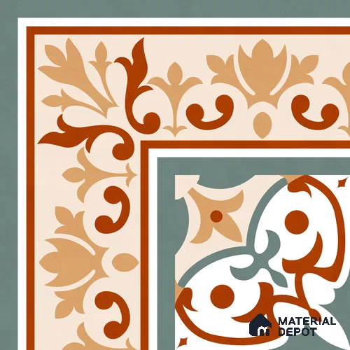 Moroccan Wall & Floor Carpet Corner Tile TL 11169 Terracotta Fleur 1 ft x 1 ft Ceramic Matte Finish Tile - 10 mm | Suitable For Kitchen, Bathroom, Balcony