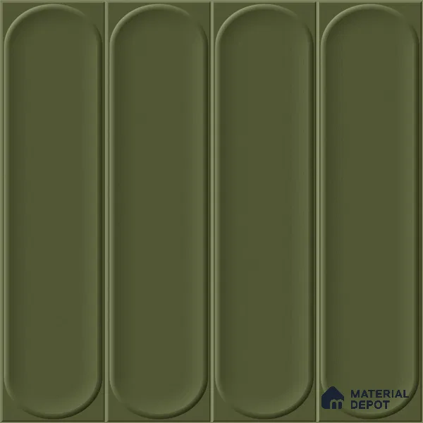 Faux Subway Wall Tile TL 11335 Olive Pillar 1 ft x 1 ft Ceramic Glossy Finish Tile - 10 mm | Suitable For Bathroom, Balcony & Kitchen Backsplash