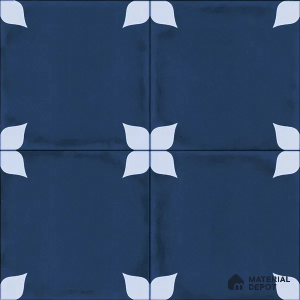 Moroccan Wall & Floor Athangudi Highlighter Tile TL 11182 Indigo Petal 1 ft x 1 ft Ceramic Matte Finish Tile - 10 mm | Suitable For Kitchen, Bathroom, Balcony