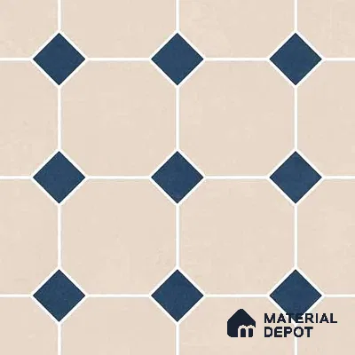 Moroccan Wall & Floor Tile TL 11661 C Navy Lattice 1 ft x 1 ft Ceramic Matte Finish Tile - 10 mm | Suitable For Bathroom, Balcony & Kitchen Backsplash (Sample)
