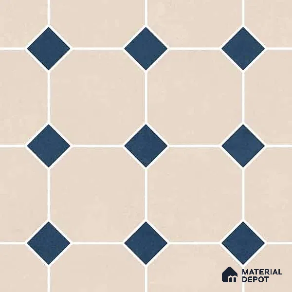 Moroccan Wall & Floor Tile TL 11661 C Navy Lattice 1 ft x 1 ft Ceramic Matte Finish Tile - 10 mm | Suitable For Bathroom, Balcony & Kitchen Backsplash (Sample)