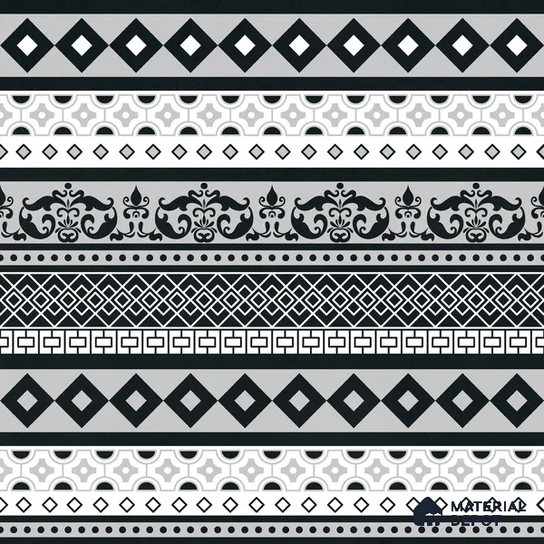 Moroccan Wall & Floor Carpet Border Tile TL 11149 Monochrome Tapestry 1 ft x 1 ft Ceramic Matte Finish Tile - 10 mm | Suitable For Living Room, Kitchen, Dining Area