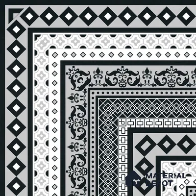 Moroccan Wall & Floor Carpet Corner Tile TL 11150 Monochrome Manor 1 ft x 1 ft Ceramic Matte Finish Tile - 10 mm | Suitable For Living Room, Kitchen, Dining Area