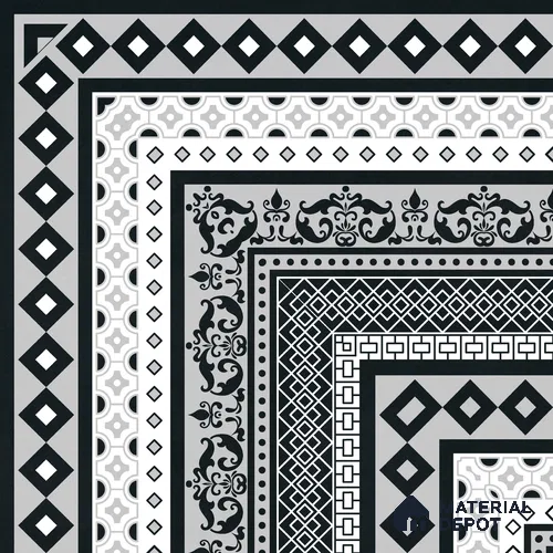 Moroccan Wall & Floor Carpet Corner Tile TL 11150 Monochrome Manor 1 ft x 1 ft Ceramic Matte Finish Tile - 10 mm | Suitable For Living Room, Kitchen, Dining Area