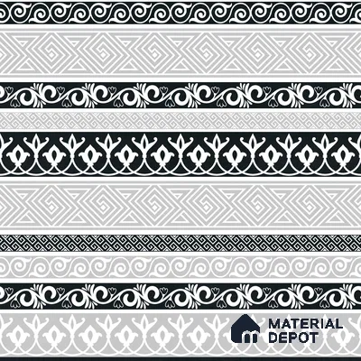 Moroccan Monochrome Wall & Floor Carpet Border Tile TL 11145 Aegean Border 1 ft x 1 ft Ceramic Matte Finish Tile - 10 mm | Suitable For Living Room, Kitchen, Dining Area