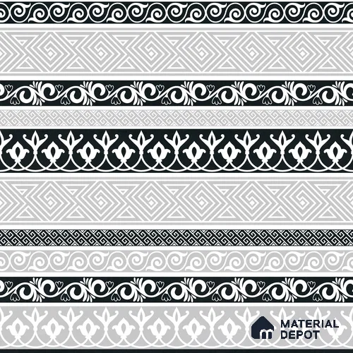 Moroccan Monochrome Wall & Floor Carpet Border Tile TL 11145 Aegean Border 1 ft x 1 ft Ceramic Matte Finish Tile - 10 mm | Suitable For Living Room, Kitchen, Dining Area