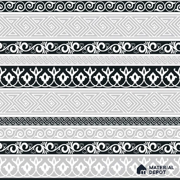 Moroccan Monochrome Wall & Floor Carpet Border Tile TL 11145 Aegean Border 1 ft x 1 ft Ceramic Matte Finish Tile - 10 mm | Suitable For Living Room, Kitchen, Dining Area