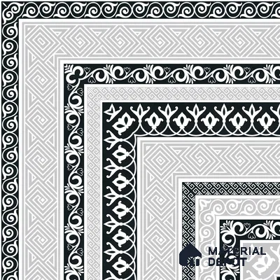 Moroccan Monochrome Wall & Floor Carpet Corner Tile TL 11146 Athenian Border 1 ft x 1 ft Ceramic Matte Finish Tile - 10 mm | Suitable For Living Room, Kitchen, Dining Area