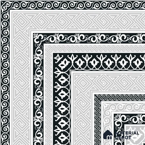 Moroccan Monochrome Wall & Floor Carpet Corner Tile TL 11146 Athenian Border 1 ft x 1 ft Ceramic Matte Finish Tile - 10 mm | Suitable For Living Room, Kitchen, Dining Area