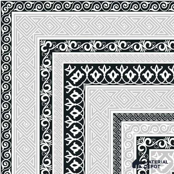 Moroccan Monochrome Wall & Floor Carpet Corner Tile TL 11146 Athenian Border 1 ft x 1 ft Ceramic Matte Finish Tile - 10 mm | Suitable For Living Room, Kitchen, Dining Area
