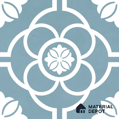 Moroccan Wall & Floor Tile TL 11124 Azure Petal 1 ft x 1 ft Ceramic Matte Finish Tile - 10 mm | Suitable For Kitchen, Bathroom, Balcony