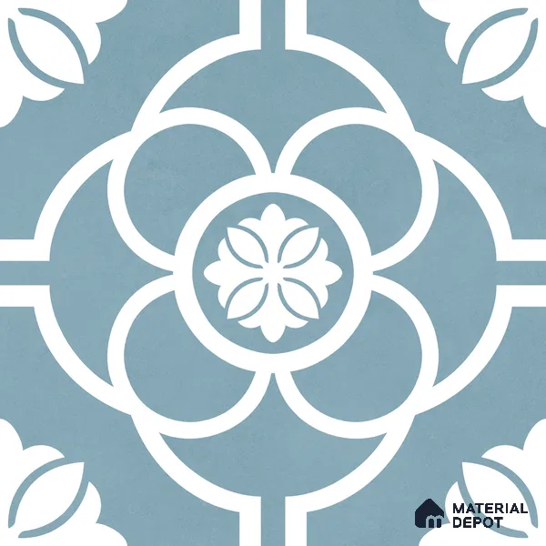 Moroccan Wall & Floor Tile TL 11124 Azure Petal 1 ft x 1 ft Ceramic Matte Finish Tile - 10 mm | Suitable For Kitchen, Bathroom, Balcony