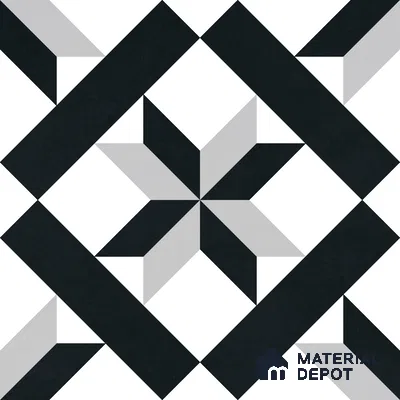Moroccan Wall & Floor Tile TL 11138 Monochrome Star 1 ft x 1 ft Ceramic Matte Finish Tile - 10 mm | Suitable For Kitchen, Bathroom, Balcony