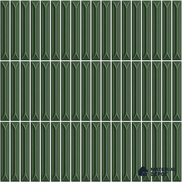 Faux Kitkat Subway Wall Tile TL 11311 Verdant Arrow 1 ft x 1 ft Ceramic Glossy Finish Tile - 10 mm | Suitable For Bathroom, Balcony & Kitchen Backsplash (Sample)