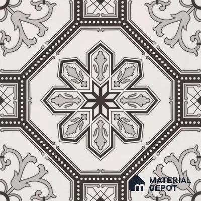 Moroccan Wall & Floor Tile TL 11186 Ornate Star 1 ft x 1 ft Ceramic Matte Finish Tile - 10 mm | Suitable For Kitchen, Bathroom, Balcony