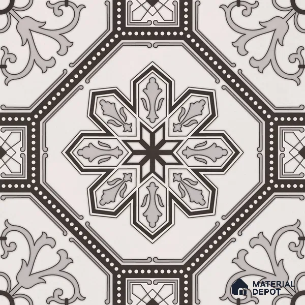 Moroccan Wall & Floor Tile TL 11186 Ornate Star 1 ft x 1 ft Ceramic Matte Finish Tile - 10 mm | Suitable For Kitchen, Bathroom, Balcony
