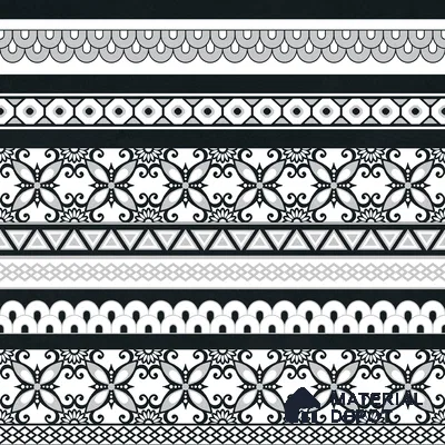 Moroccan Monochrome Wall & Floor Carpet Border Tile TL 11147 Noir Lace Border 1 ft x 1 ft Ceramic Matte Finish Tile - 10 mm | Suitable For Living Room, Kitchen, Dining Area