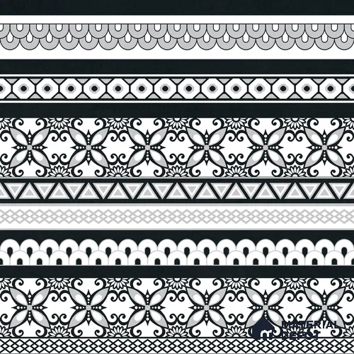 Moroccan Monochrome Wall & Floor Carpet Border Tile TL 11147 Noir Lace Border 1 ft x 1 ft Ceramic Matte Finish Tile - 10 mm | Suitable For Living Room, Kitchen, Dining Area