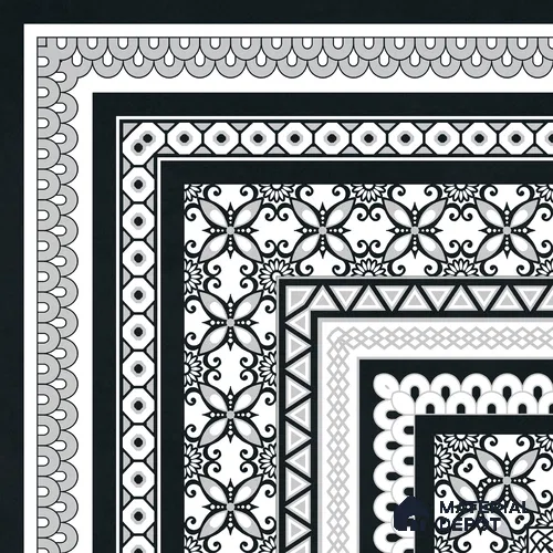 Moroccan Wall & Floor Carpet Corner Tile TL 11148 Monochrome Arabesque 1 ft x 1 ft Ceramic Matte Finish Tile - 10 mm | Suitable For Living Room, Kitchen, Dining Area