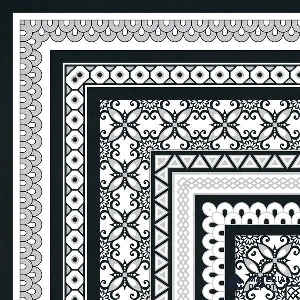 Moroccan Wall & Floor Carpet Corner Tile TL 11148 Monochrome Arabesque 1 ft x 1 ft Ceramic Matte Finish Tile - 10 mm | Suitable For Living Room, Kitchen, Dining Area