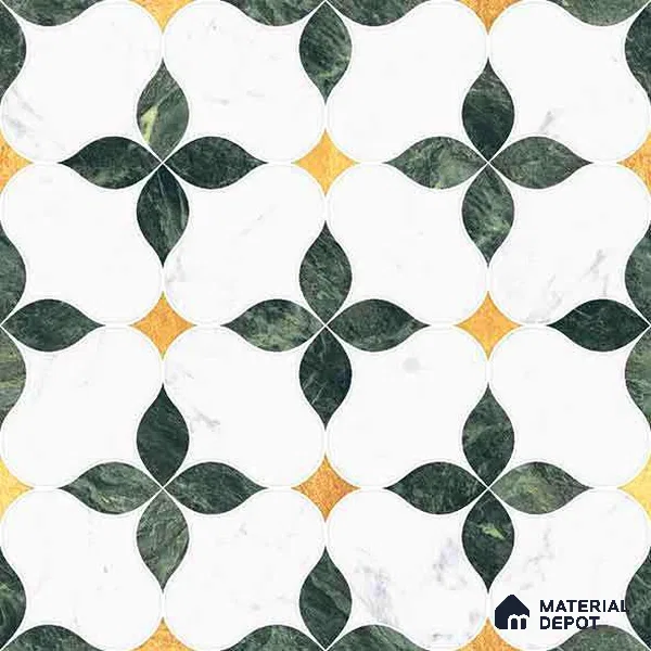Moroccan Carving Wall & Floor Tile TL 11668 Emerald Bloom 1 ft x 1 ft Ceramic Carving Matte Finish Tile - 10 mm | Suitable For Bathroom, Dining Area, Kitchen