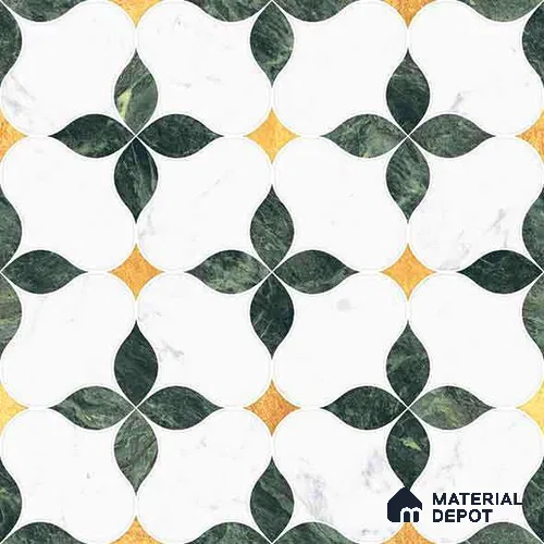 Moroccan Carving Wall & Floor Tile TL 11668 Emerald Bloom 1 ft x 1 ft Ceramic Carving Matte Finish Tile - 10 mm | Suitable For Bathroom, Dining Area, Kitchen