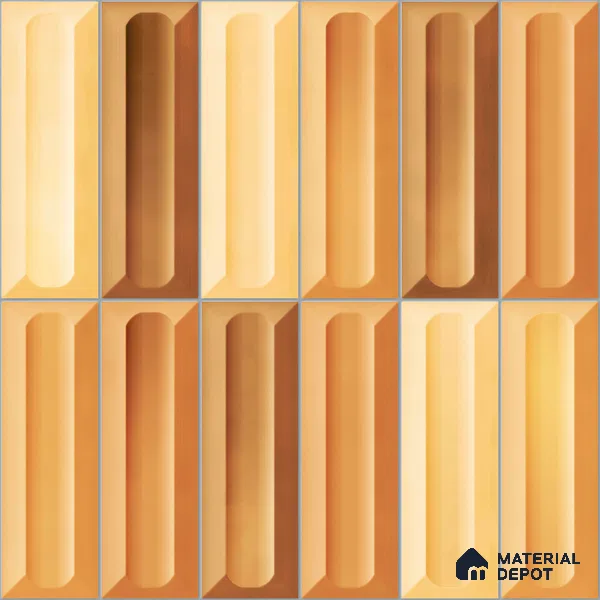 Faux Subway Wall Tile TL 11295 Amber Prism 1 ft x 1 ft Ceramic Glossy Finish Tile - 10 mm | Suitable For Bathroom, Basin Area, Kitchen Backsplash