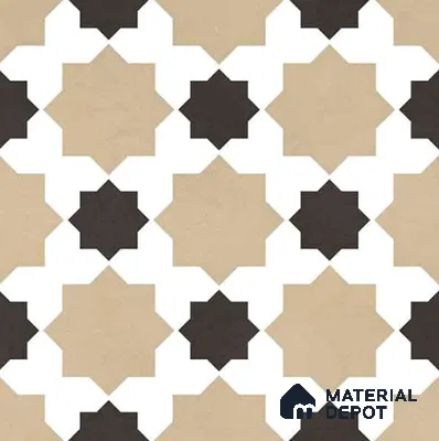 Moroccan Wall & Floor Tile TL 11110 Mosaic Star 1 ft x 1 ft Ceramic Matte Finish Tile - 10 mm | Suitable For Kitchen, Bathroom, Balcony