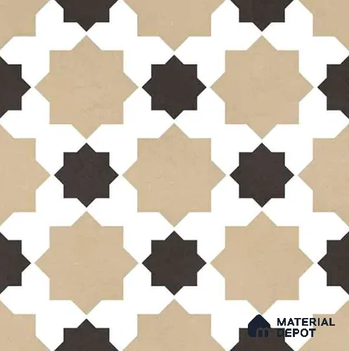 Moroccan Wall & Floor Tile TL 11110 Mosaic Star 1 ft x 1 ft Ceramic Matte Finish Tile - 10 mm | Suitable For Kitchen, Bathroom, Balcony