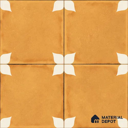 Moroccan Wall & Floor Athangudi Highlighter Tile TL 11181 Saffron Petal 1 ft x 1 ft Ceramic Matte Finish Tile - 10 mm | Suitable For Kitchen, Bathroom, Balcony