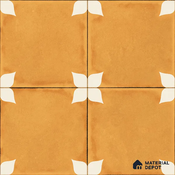 Moroccan Wall & Floor Athangudi Highlighter Tile TL 11181 Saffron Petal 1 ft x 1 ft Ceramic Matte Finish Tile - 10 mm | Suitable For Kitchen, Bathroom, Balcony