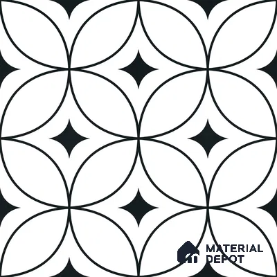 Moroccan Monochrome Wall & Floor Tile TL 11133 Luna Noir 1 ft x 1 ft Ceramic Matte Finish Tile - 10 mm | Suitable For Kitchen, Bathroom, Balcony