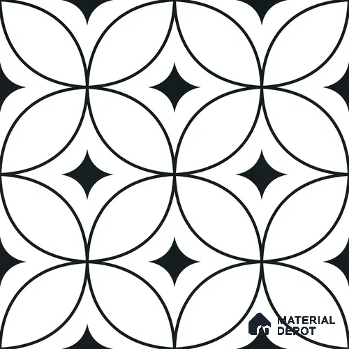 Moroccan Monochrome Wall & Floor Tile TL 11133 Luna Noir 1 ft x 1 ft Ceramic Matte Finish Tile - 10 mm | Suitable For Kitchen, Bathroom, Balcony