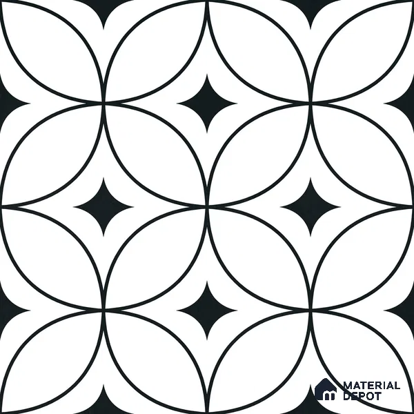 Moroccan Monochrome Wall & Floor Tile TL 11133 Luna Noir 1 ft x 1 ft Ceramic Matte Finish Tile - 10 mm | Suitable For Kitchen, Bathroom, Balcony