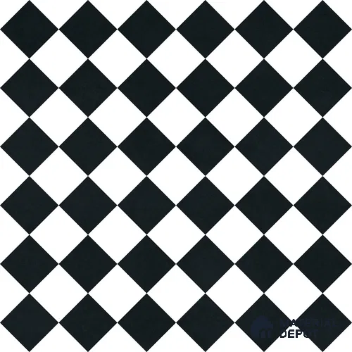 Moroccan Monochrome Wall & Floor Carpet Center Tile TL 11158 Noir Chess 1 ft x 1 ft Ceramic Matte Finish Tile - 10 mm | Suitable For Living Room, Kitchen, Bathroom