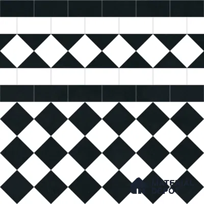 Moroccan Monochrome Wall & Floor Carpet Border Tile TL 11159 Noir Harlequin 1 ft x 1 ft Ceramic Matte Finish Tile - 10 mm | Suitable For Living Room, Kitchen, Dining Area