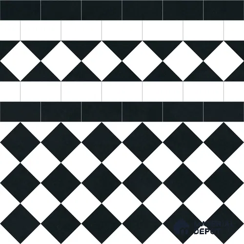 Moroccan Monochrome Wall & Floor Carpet Border Tile TL 11159 Noir Harlequin 1 ft x 1 ft Ceramic Matte Finish Tile - 10 mm | Suitable For Living Room, Kitchen, Dining Area
