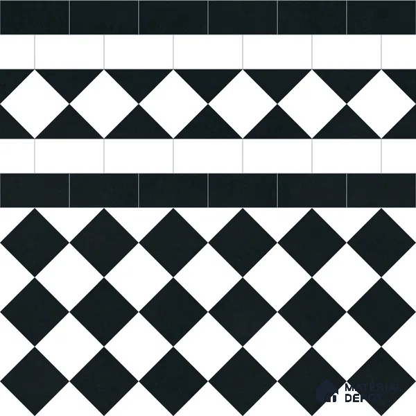 Moroccan Monochrome Wall & Floor Carpet Border Tile TL 11159 Noir Harlequin 1 ft x 1 ft Ceramic Matte Finish Tile - 10 mm | Suitable For Living Room, Kitchen, Dining Area