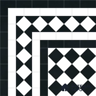 Moroccan Wall & Floor Carpet Corner Tile TL 11160 Monochrome Harlequin 1 ft x 1 ft Ceramic Matte Finish Tile - 10 mm | Suitable For Living Room, Kitchen, Dining Area