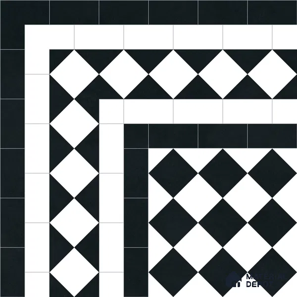 Moroccan Wall & Floor Carpet Corner Tile TL 11160 Monochrome Harlequin 1 ft x 1 ft Ceramic Matte Finish Tile - 10 mm | Suitable For Living Room, Kitchen, Dining Area