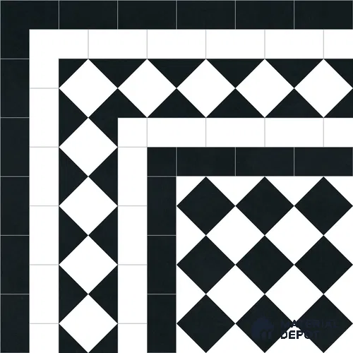 Moroccan Wall & Floor Carpet Corner Tile TL 11160 Monochrome Harlequin 1 ft x 1 ft Ceramic Matte Finish Tile - 10 mm | Suitable For Living Room, Kitchen, Dining Area