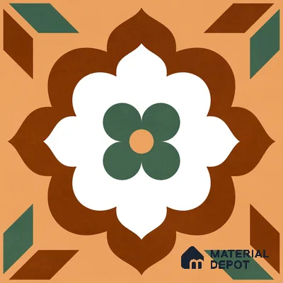 Moroccan Wall & Floor Tile TL 11128 Verdant Blossom 1 ft x 1 ft Ceramic Matte Finish Tile - 10 mm | Suitable For Kitchen, Bathroom, Balcony