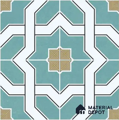 Moroccan Wall & Floor Tile TL 11118 Azure Mosaic 1 ft x 1 ft Ceramic Matte Finish Tile - 10 mm | Suitable For Kitchen, Bathroom, Balcony