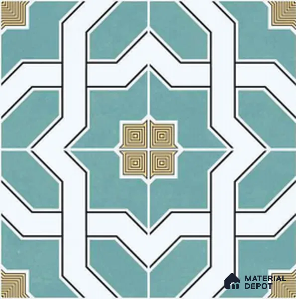 Moroccan Wall & Floor Tile TL 11118 Azure Mosaic 1 ft x 1 ft Ceramic Matte Finish Tile - 10 mm | Suitable For Kitchen, Bathroom, Balcony