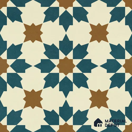 Moroccan Wall & Floor Tile TL 11102 Sahara Star 1 ft x 1 ft Ceramic Matte Finish Tile - 10 mm | Suitable For Kitchen, Bathroom, Balcony