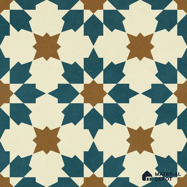 Moroccan Wall & Floor Tile TL 11102 Sahara Star 1 ft x 1 ft Ceramic Matte Finish Tile - 10 mm | Suitable For Kitchen, Bathroom, Balcony