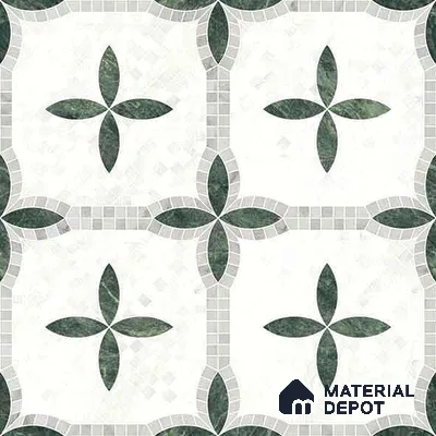 Moroccan Carving Wall & Floor Tile TL 11672 Emerald Courtyard 1 ft x 1 ft Ceramic Carving Matte Finish Tile - 10 mm | Suitable For Bathroom, Dining Area, Kitchen