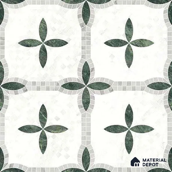 Moroccan Carving Wall & Floor Tile TL 11672 Emerald Courtyard 1 ft x 1 ft Ceramic Carving Matte Finish Tile - 10 mm | Suitable For Bathroom, Dining Area, Kitchen